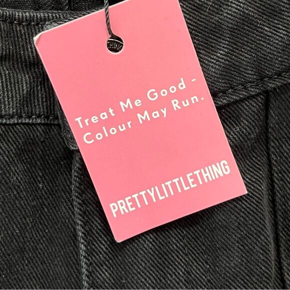 PrettyLittleThings Jeans Size 8 Washed Black Cargo Pocket Wide Leg Relaxed Fit - Picture 10 of 10